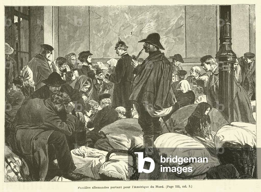 Familles allemandes partant pour l'Amerique du Nord (engraving)