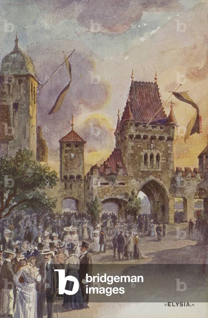 'Elysia,' a scene from the Imperial Austrian Exhibition 1906 at Earl's Court London (colour litho)