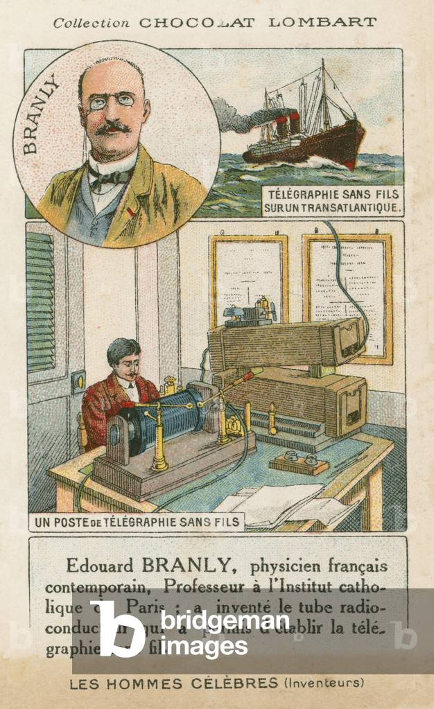 Edouard Branly, French physicist and inventor (chromolitho)