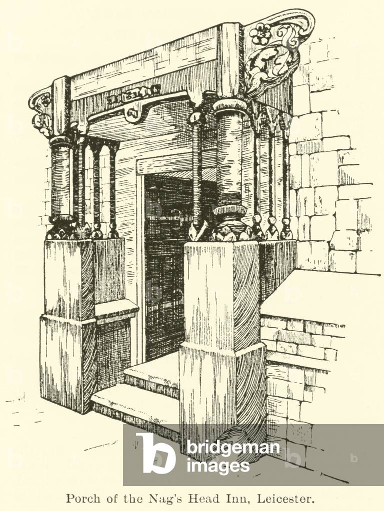Porch of the Nag's Head Inn, Leicester (engraving)