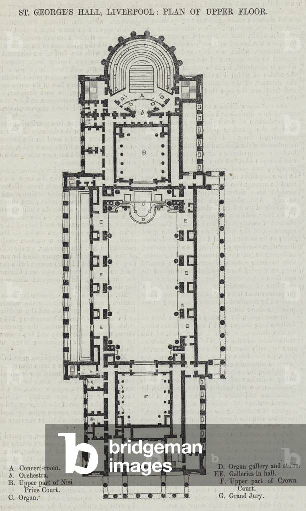 St George's Hall, Liverpool, Plan of Upper Floor (engraving)