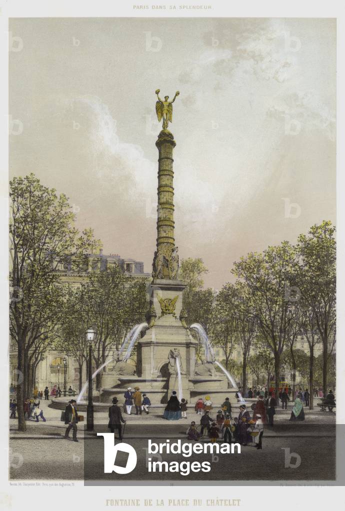 Fontaine De La Place Du Chatelet (colour litho)