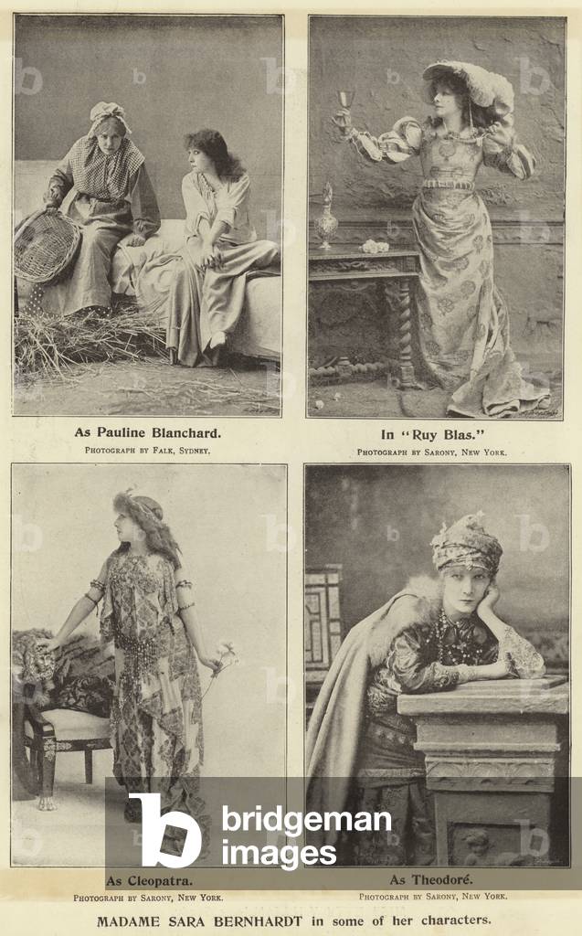Madame Sara Bernhardt in some of her characters (b/w photo)