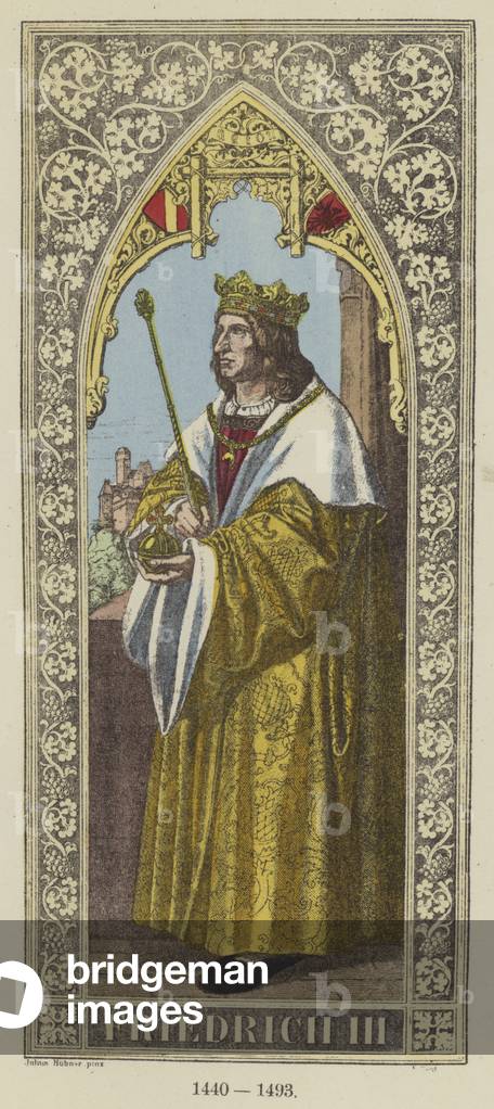 Friedrich III, 1440-1493 (coloured engraving)