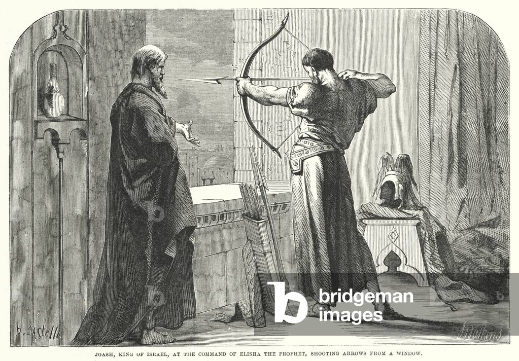 Joash, King of Israel, at the Command of Elisha the Prophet, shooting Arrows from a Window (engraving)