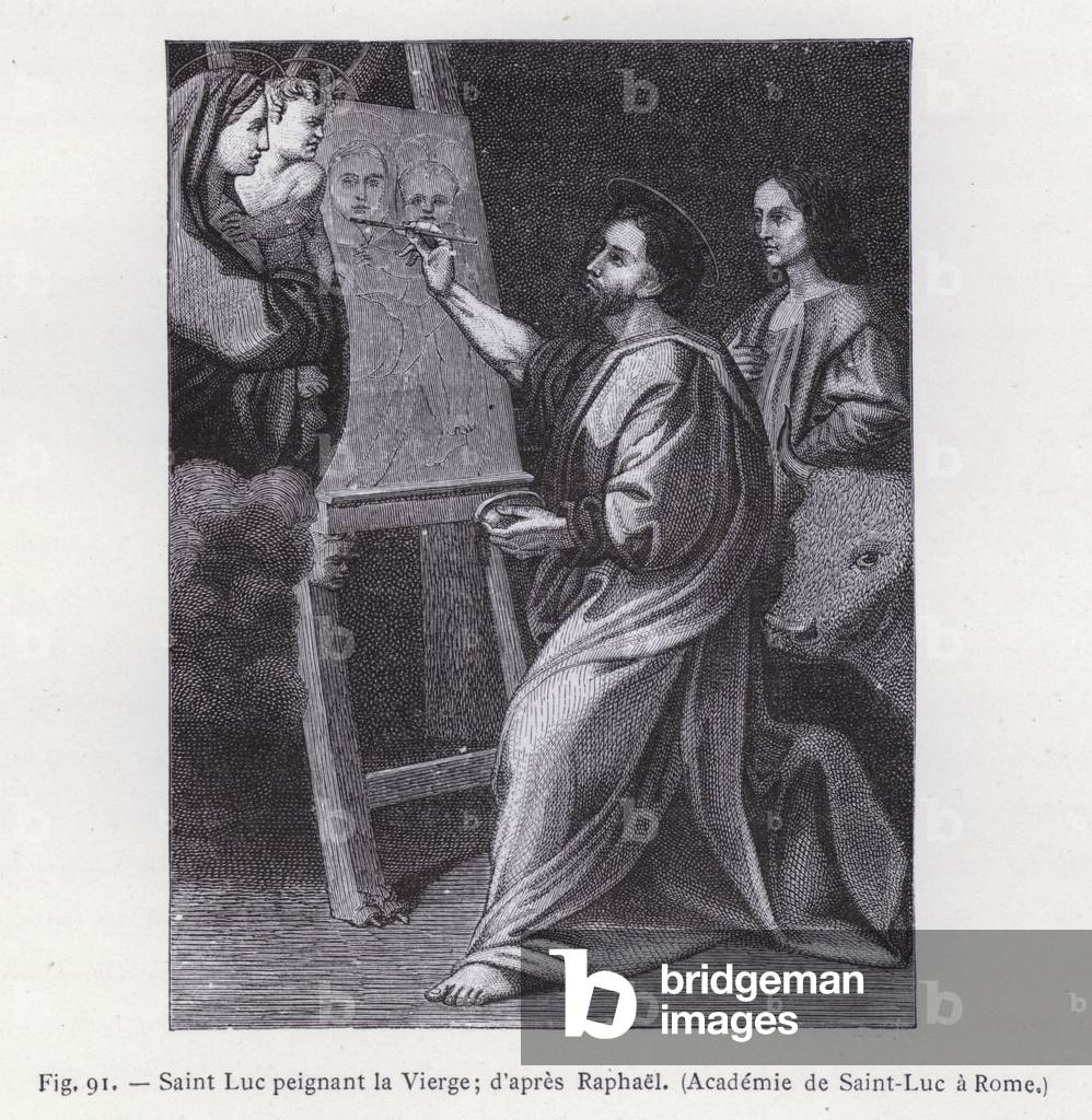 Saint Luc peignant la Vierge; d'apres Raphael, Academie de Saint-Luc a Rome (engraving)