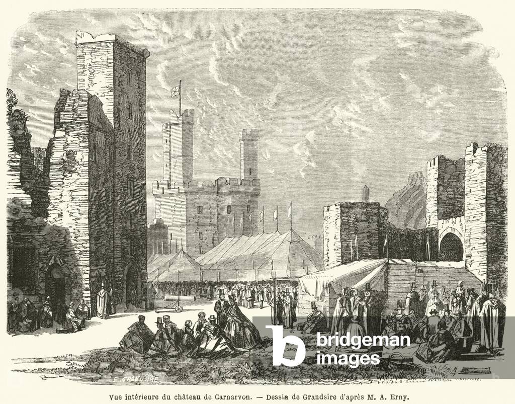 Vue interieure du chateau de Carnarvon (engraving)