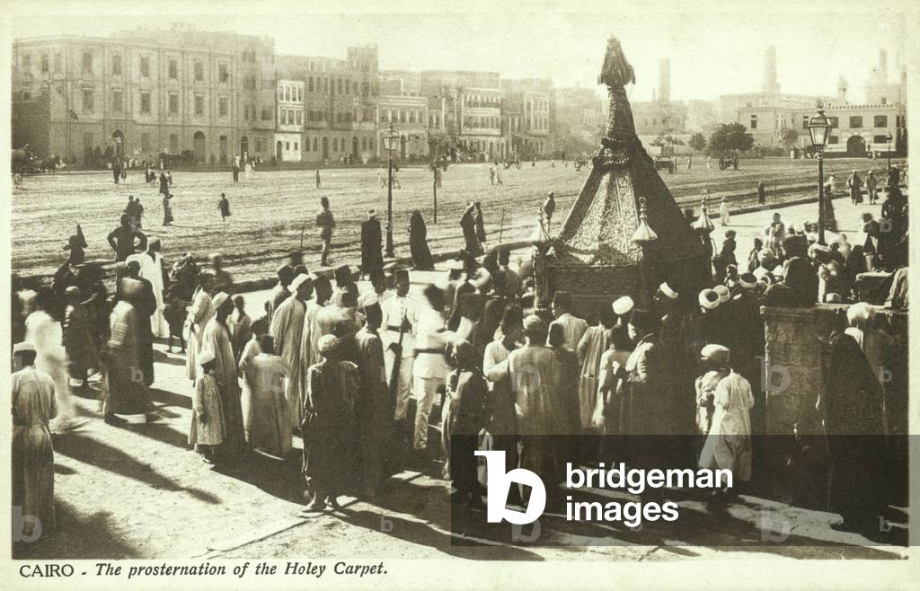 Prosternation of the Holy Carpet, Cairo (b/w photo)