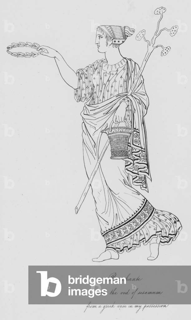 Bacchante with the rod of sesamum, from a Greek vase in my possession (engraving)