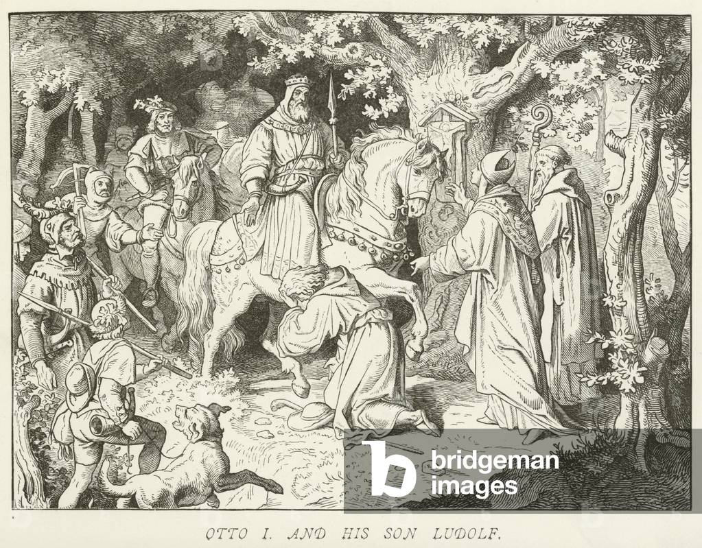 Otto I and his son Ludolf (engraving)