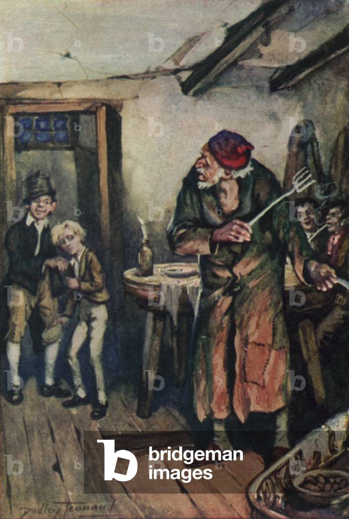 Illustration for Oliver Twist by Charles Dickens (colour litho)
