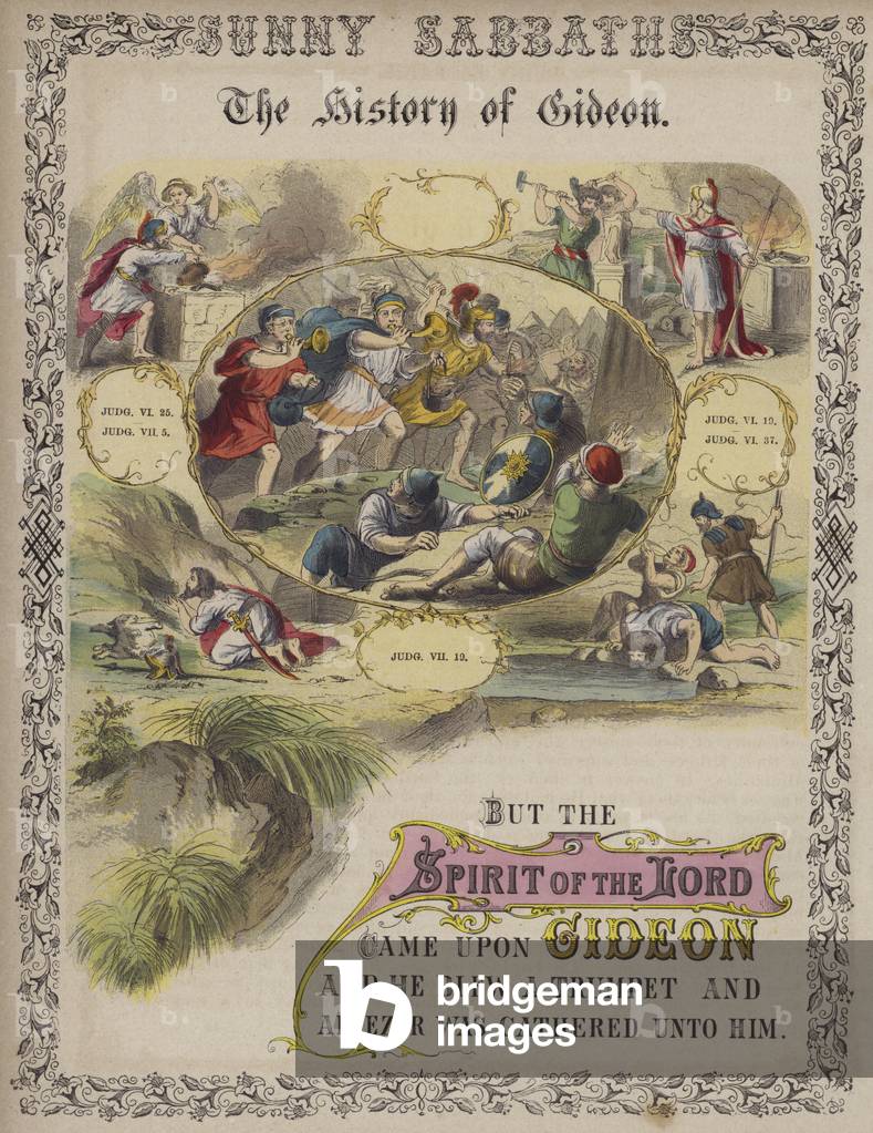 The history of Gideon (coloured engraving)