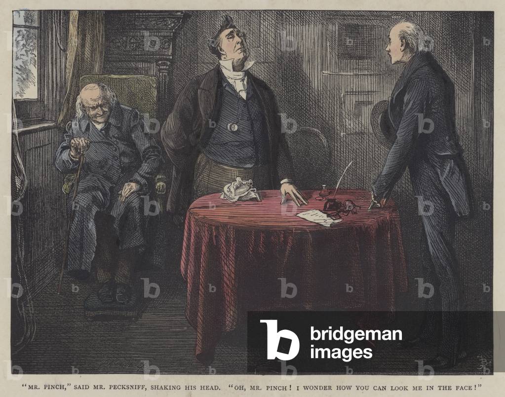 Illustration for Martin Chuzzlewit (coloured engraving)