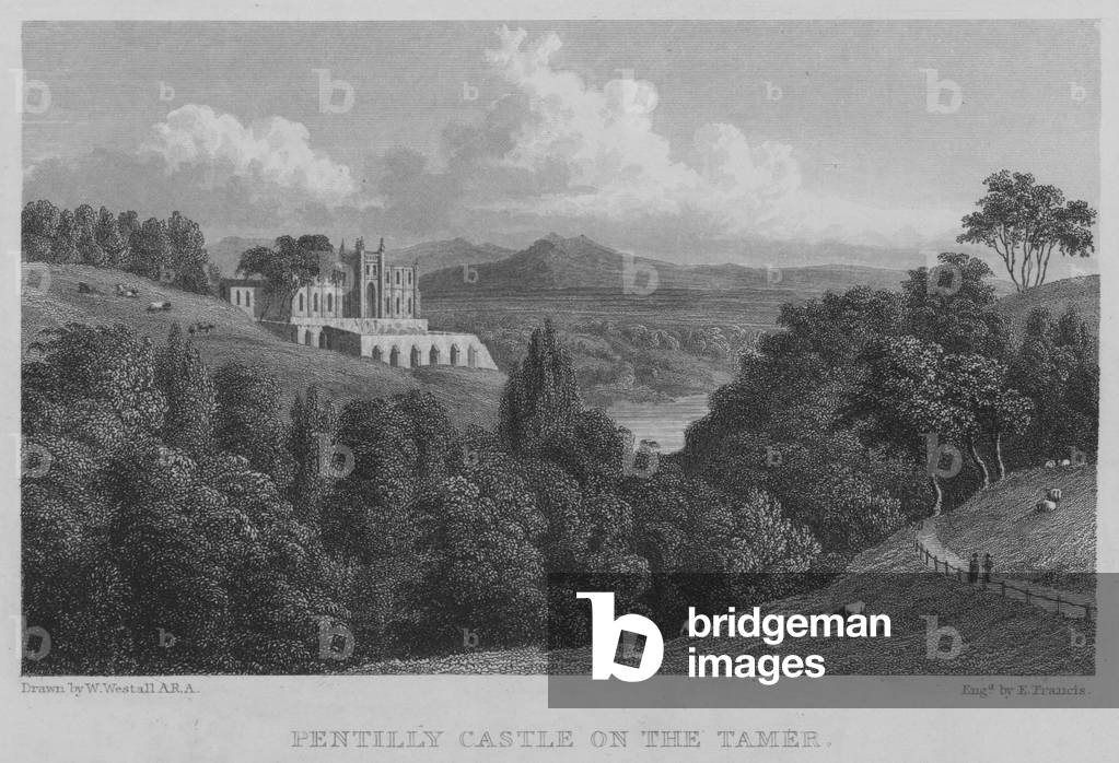 Pentilly Castle on the Tamer (engraving)