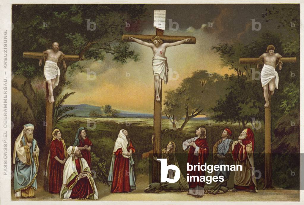 The Passion Play, Oberammergau (colour litho)
