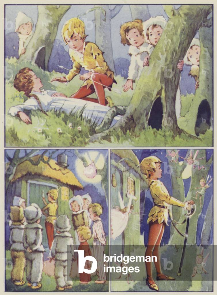 Illustration for J M Barries Peter Pan and Wendy (colour litho)