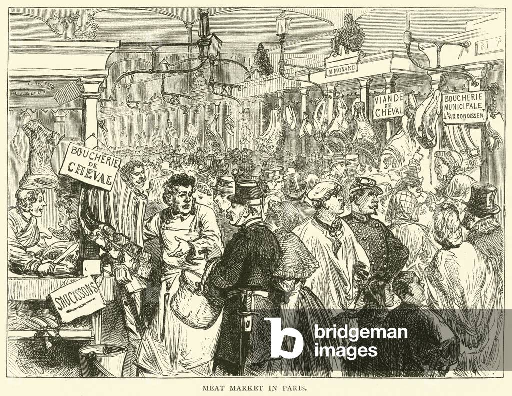 Meat Market in Paris, October 1870 (engraving)