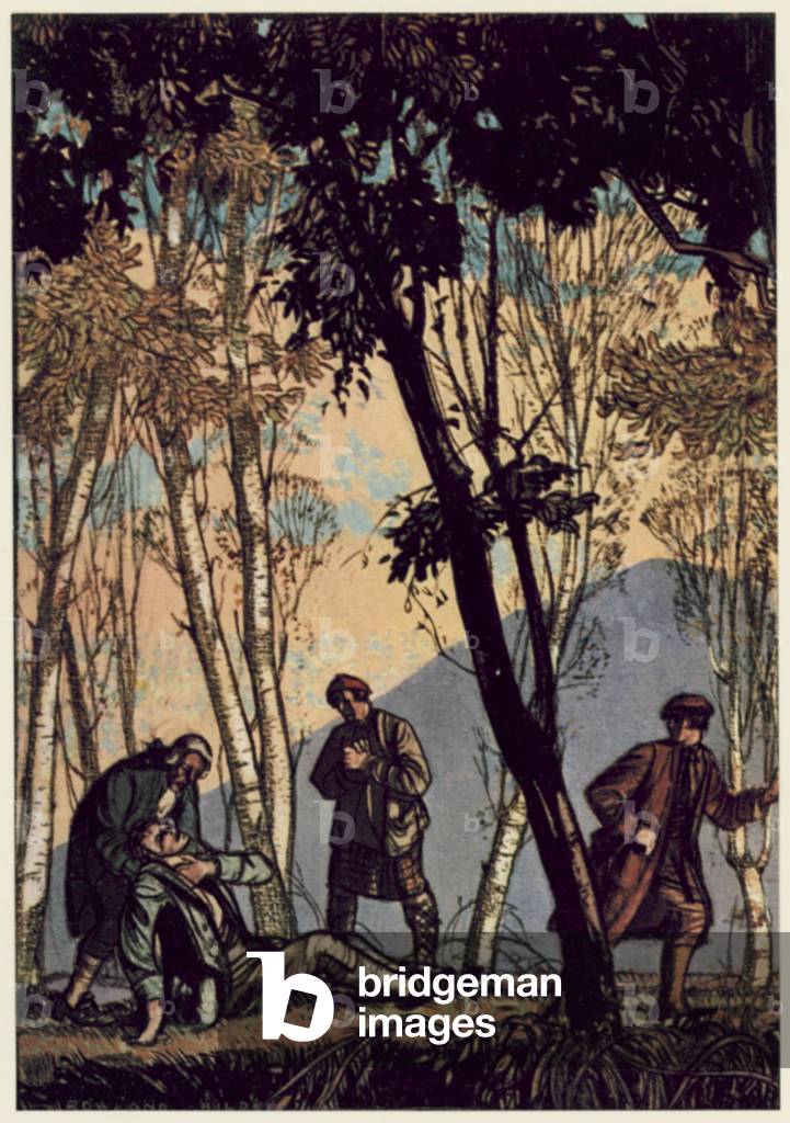 Illustration for Kidnapped by Robert Louis Stevenson (colour litho)
