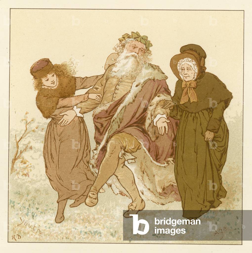 Depiction of the month of December (colour litho)