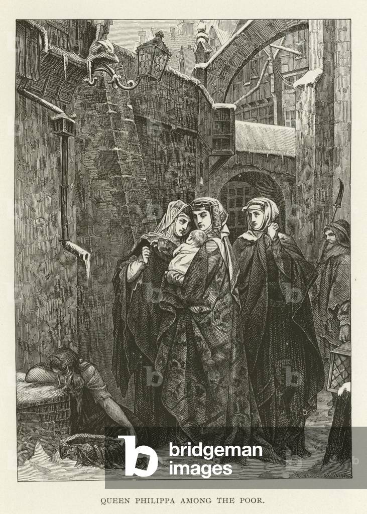 Queen Philippa among the poor (engraving)