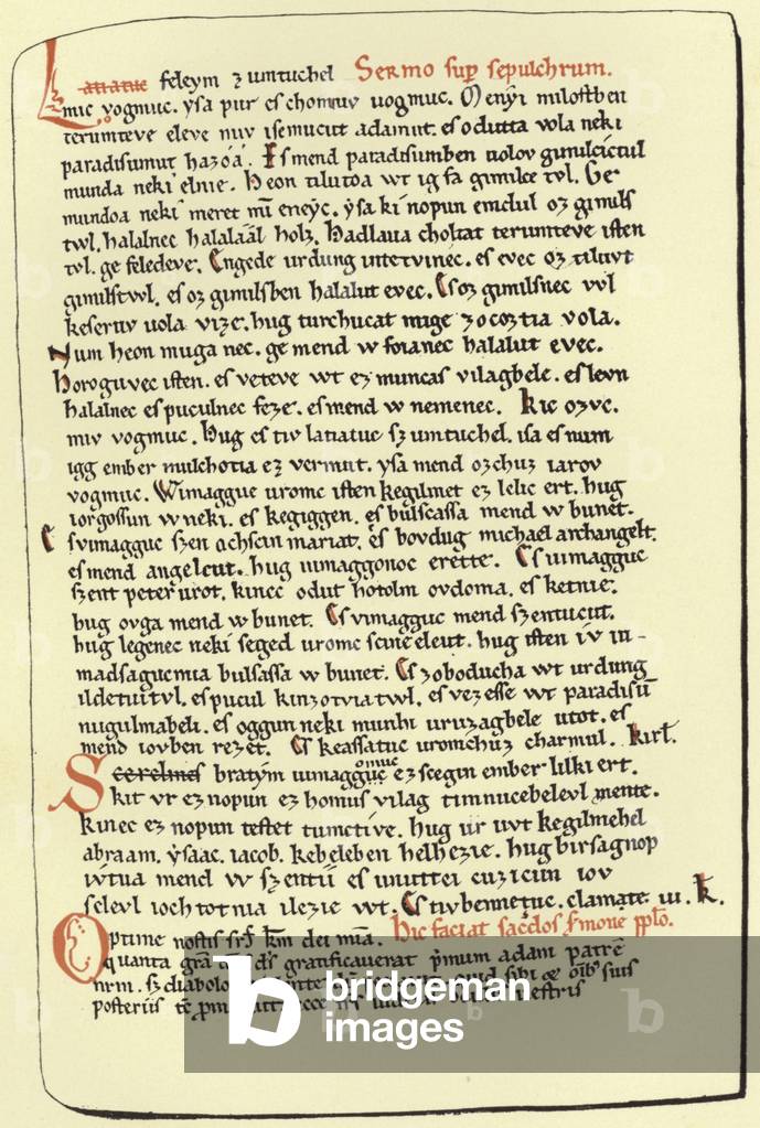 Page from a Hungarian discourse on the grave (colour litho)