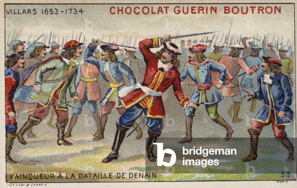 Marshal Villars winning the Battle of Denain (chromolitho)
