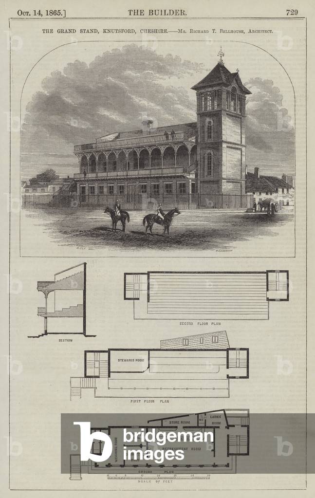 The Grand Stand, Knutsford, Cheshire, Mr Richard T Bellhouse, Architect (engraving)