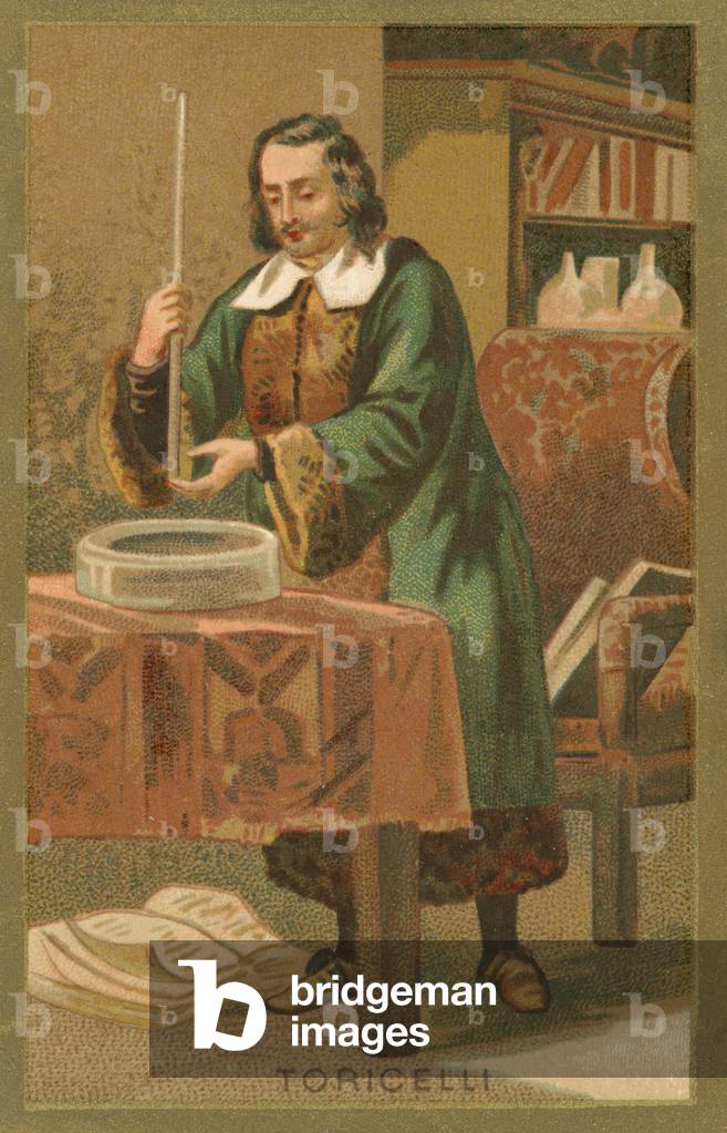 Evangelista Torricelli, Italian physicist and mathematician (chromolitho)