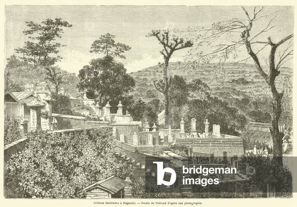 Collines funeraires a Nagasaki (engraving)