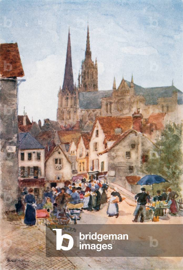 Rue de la Porte Guillaume, Chartres (colour litho)