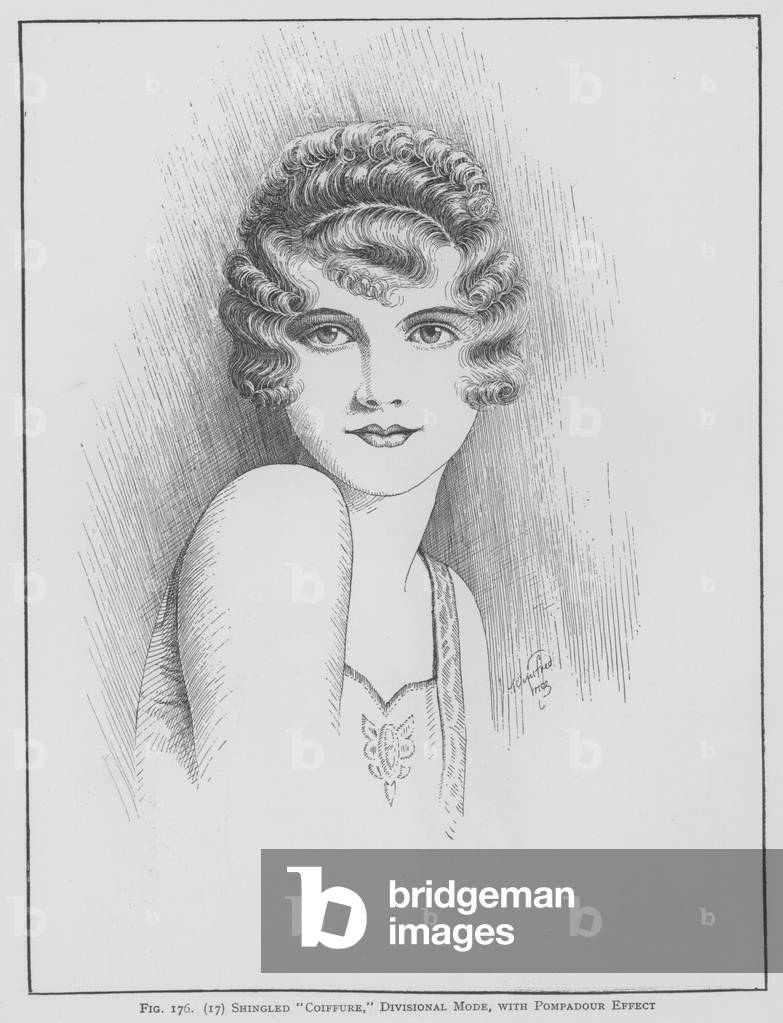 Shingled Coiffure, divisional mode, with pompadour effect (litho)