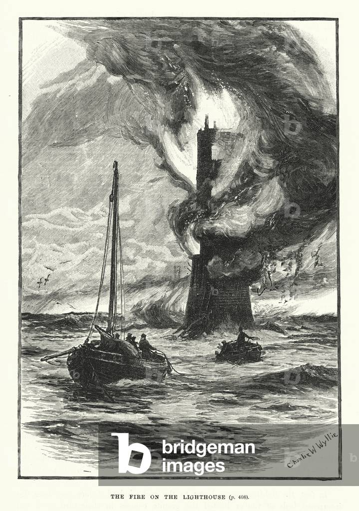 The fire on the lighthouse (engraving)