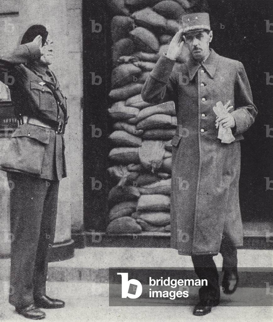 General Charles de Gaulle, commander of Free French forces, in London, World War II, October 1940 (b/w photo)
