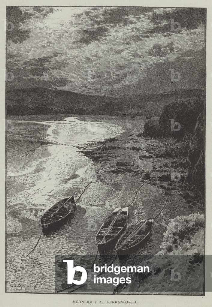 Moonlight at Perranporth (engraving)