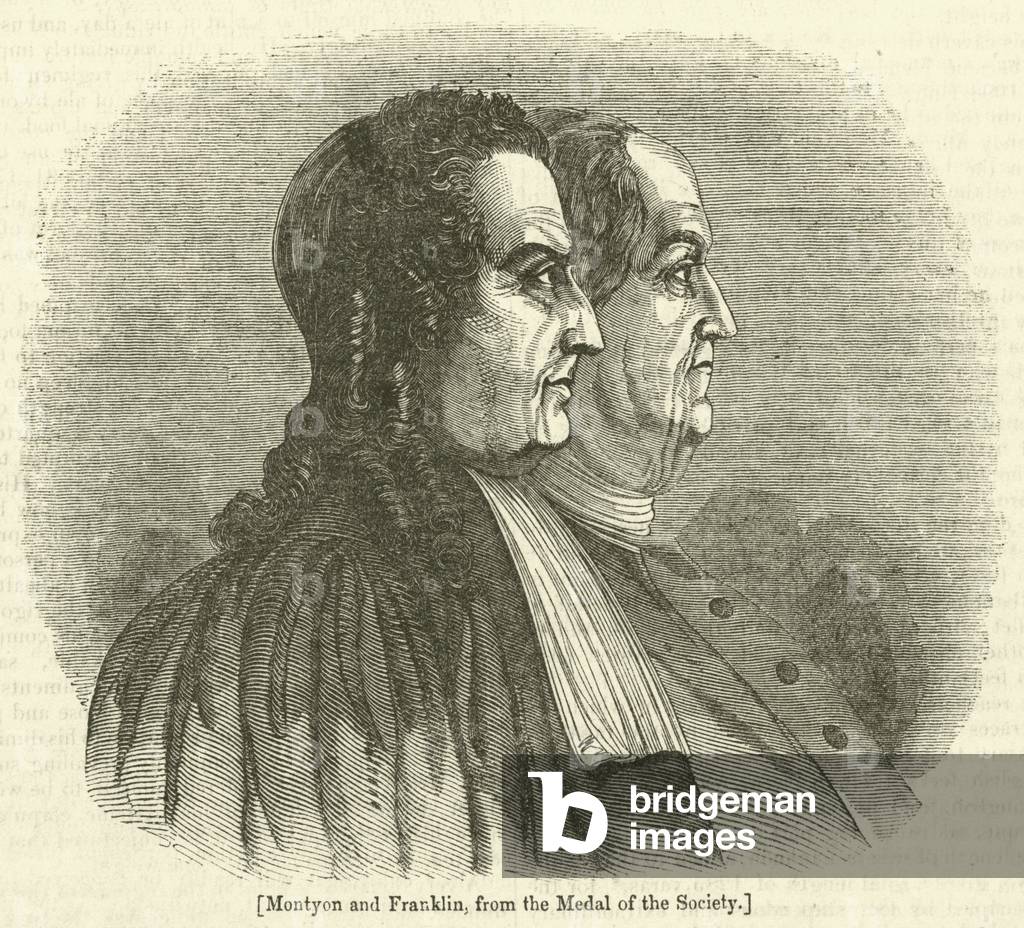 Montyon and Franklin, from the Medal of the Society (engraving)