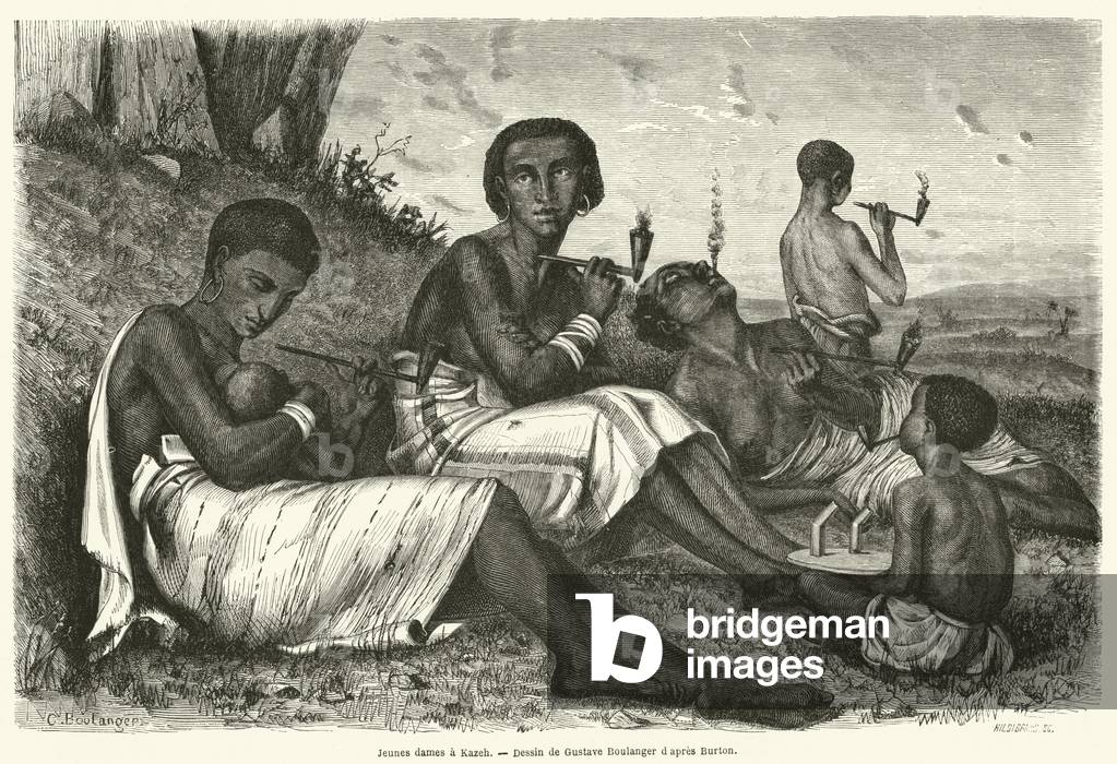 Jeunes dames a Kazeh (engraving)