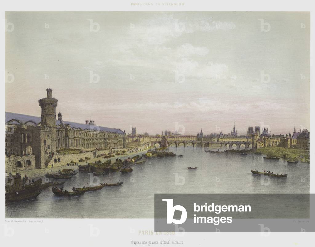 Paris En 1850, d'apres une gravure d'Israel Silvestre (colour litho)