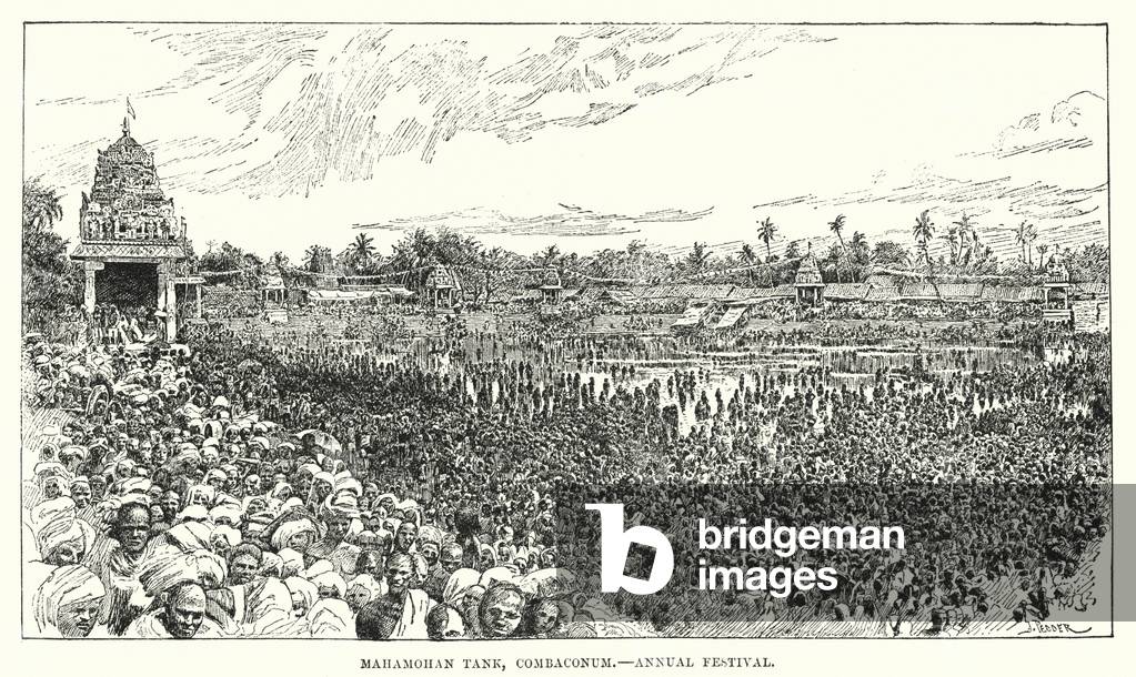 India: Mahamohan Tank, Combaconum, Annual Festival (engraving)