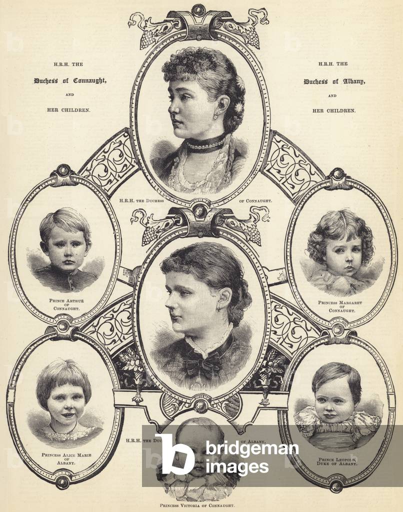 HRH the Duchess of Connaught and HRH the Duchess of Albany, and their Children (engraving)