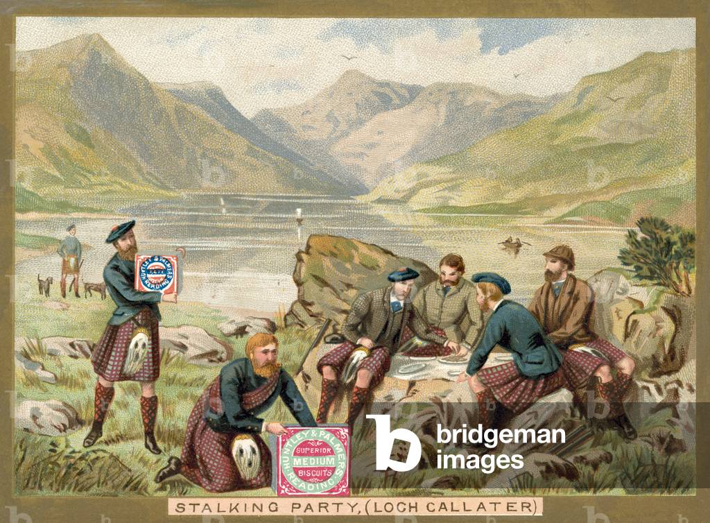 Stalking party, Loch Callater, Scotland (chromolitho)
