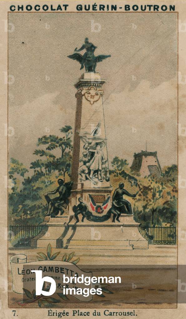 Leon Gambetta, Orateur & Homme d'Etat, 1838-1882, Erigee Place du Carrousel (chromolitho)