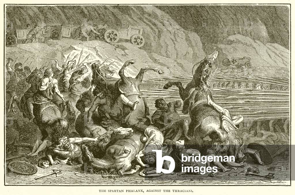 The Spartan Phalanx, against the Thracians (engraving)