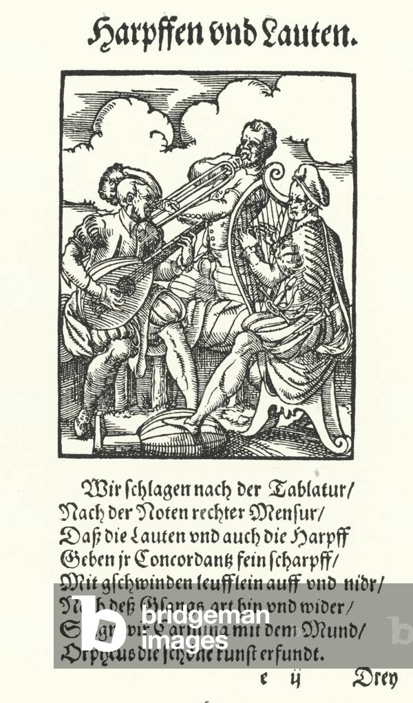 Harpist and Lute Player (engraving)