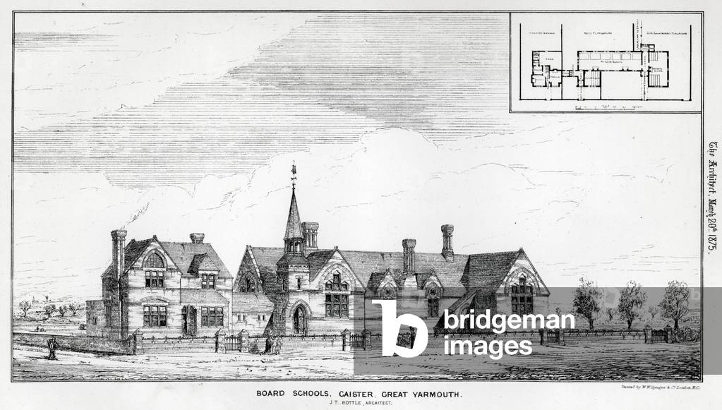 Board Schools, Caister, Great Yarmouth (engraving)