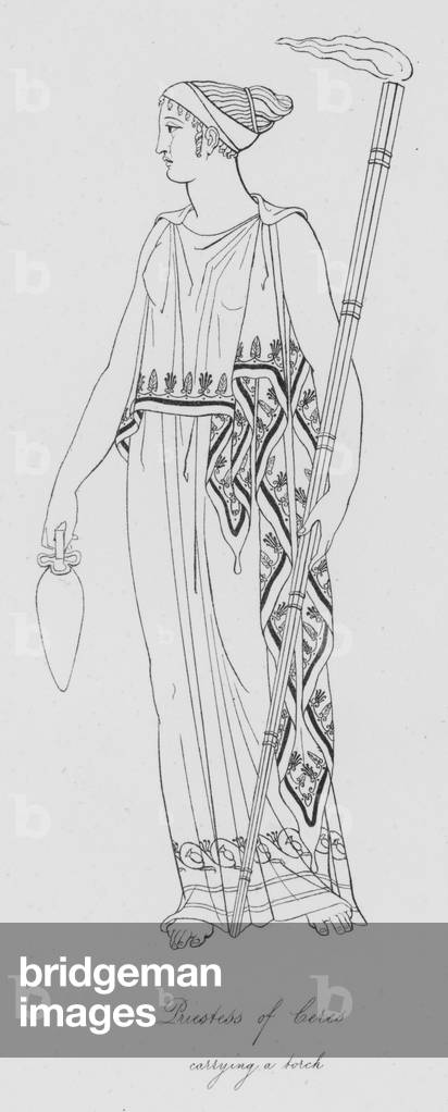 Priestess of Ceres carrying a torch (engraving)