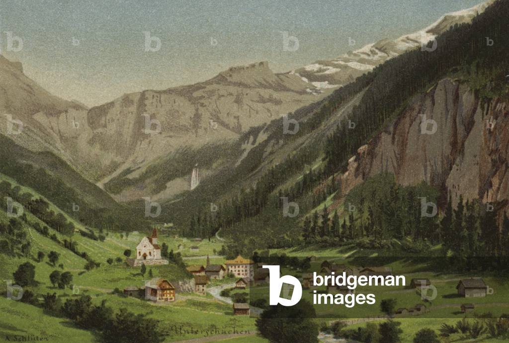 Lake Lucerne: Unterschachen (colour litho)