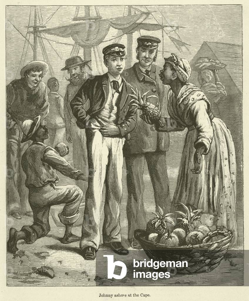Johnny ashore at the Cape (engraving)