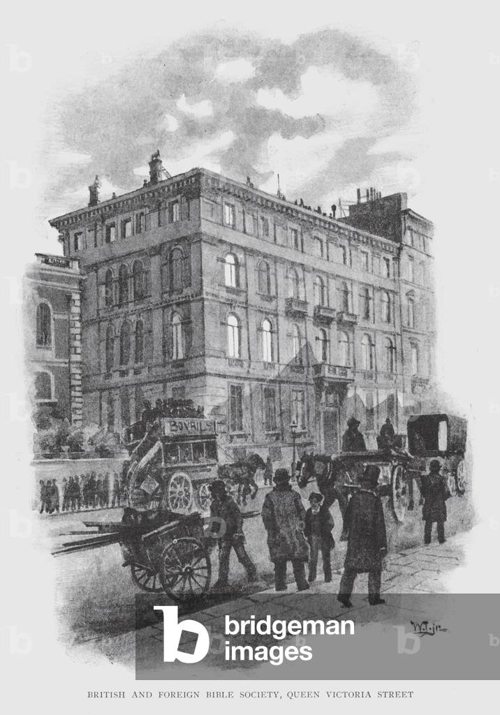 British and Foreign Bible Society, Queen Victoria Street (litho)