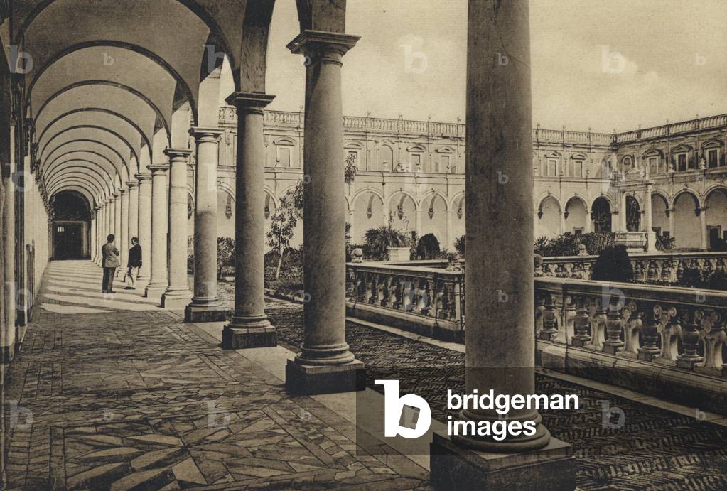 Naples: Chiostro Di S Martino (b/w photo)