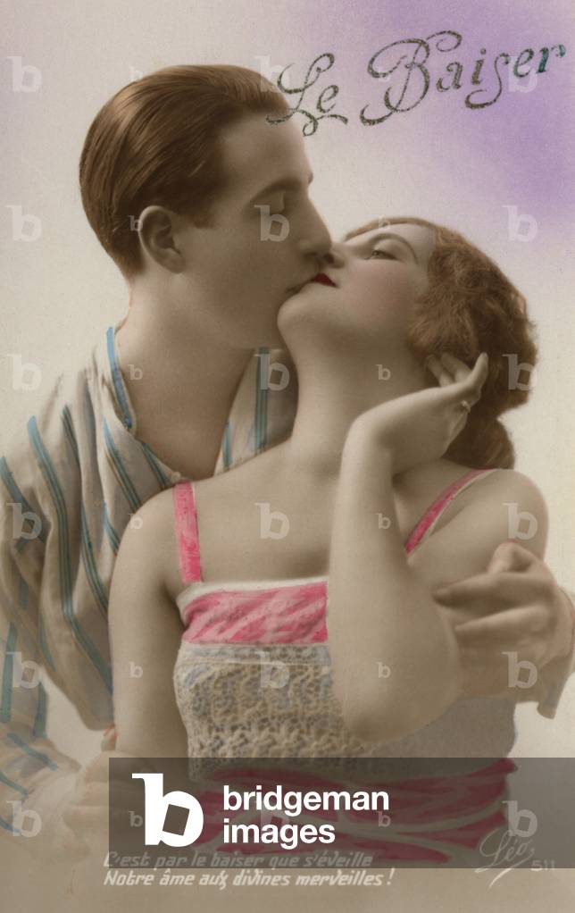 Kissing couple (colour photo)